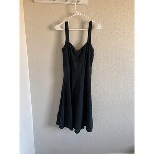 Luna Luz Black Midi Fit Flare Sleeveless Vintage Womens Dress Made in the USA